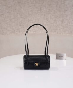 CHANEL BOWLING BAG - SMALL - BLACK - GRAINED SHINY CALFSKIN - GOLD