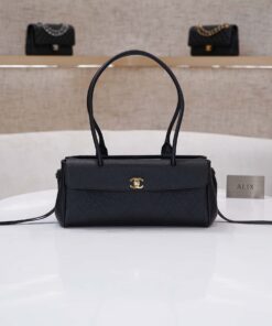 CHANEL 26S SHOPPING BAG - BLACK - GRAINED CALFSKIN - GOLD