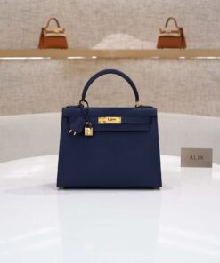 HERMES KELLY - 28 - BLUE SAPHIR - EPSOM - GHW