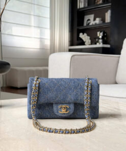 CHANEL MAXI FLAP BAG – MINI – BLUE – DENIM – GOLD CHAMPAGNE