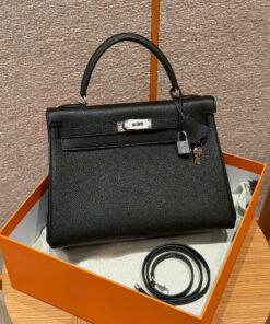 HERMES KELLY – 32 – NOIR – TOGO – PHW