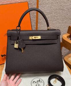 HERMES KELLY – 32 – CHOCOLAT – TOGO – GHW