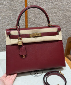 HERMES KELLY – 32 – ROUGE H – CHEVRE – GHW