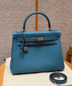 HERMES KELLY – 32 – BLEU JEAN – TOGO – PHW