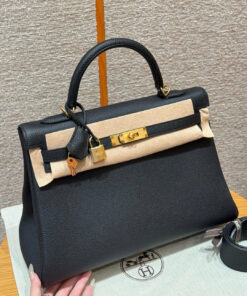 HERMES KELLY – 32 – NOIR – TOGO – GHW