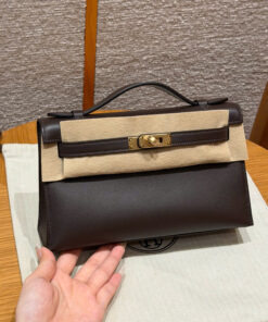 HERMES KELLY POCHETTE – BAI BRUN – SWIFT – GHW