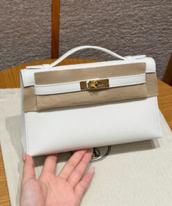 HERMES KELLY POCHETTE – BLANC – SWIFT – GHW