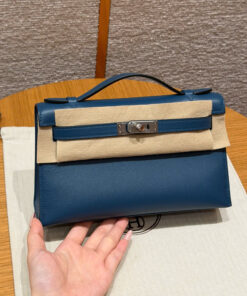 HERMES KELLY POCHETTE – DEEP BLUE – SWIFT – PHW