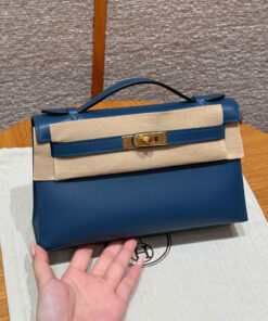 HERMES KELLY POCHETTE – DEEP BLUE - SWIFT – GHW