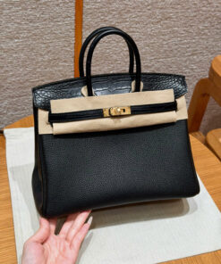 HERMES BIRKIN – 25 – NOIR – TOGO & ALLIGATOR – GHW