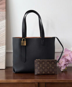 LV LOW KEY CABAS – MM – BLACK – GRAINED CALFSKIN – GOLD