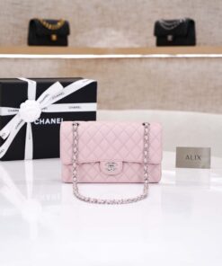 CHANEL CLASSIC – 25 – ROSE SAKURA – CAVIAR – SILVER