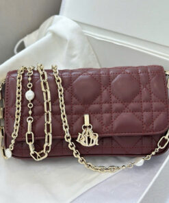 DIOR TALK PHONE POUCH – BURDUNDY – LAMBSKIN – GOLD