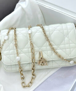 DIOR TALK PHONE POUCH – WHITE – LAMBSKIN – GOLD