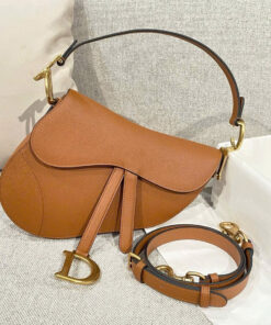 DIOR SADDLE – MEDIUM – GOLDEN – GRAINED CALFSKIN – GOLD
