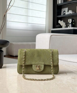 CHANEL MAXI FLAP BAG – MINI – KHAKI – SUEDE – GOLD