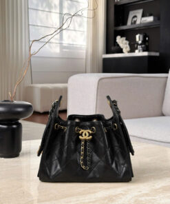 CHANEL 25 – MINI – BLACK – CALFSKIN – AGED GOLD & AGED RUTHENIUM