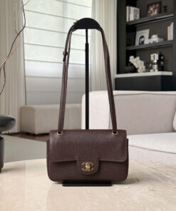 CHANEL MAXI FLAP BAG – MINI – BROWN – GRAINED CALFSKIN – GOLD