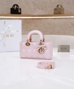 DIOR LADY D-JOY – SMALL – SOUPIR PINK – LAMBSKIN – GOLD