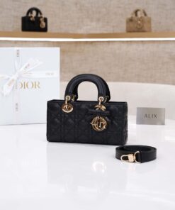 DIOR LADY D-JOY – SMALL – BLACK – LAMBSKIN – GOLD