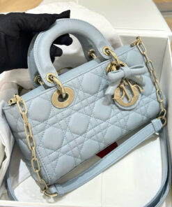 DIOR LADY D-JOY – SMALL – PALE BLUE – GOLD