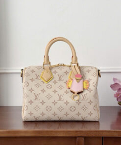 LV SPEEDY BANDOULIÈRE – 25 – DUNE – MONOGRAM CANVAS – GOLD