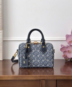 LV SPEEDY BANDOULIÈRE – 20 – BLUE– MONOGRAM EMBLEMÈ – GOLD